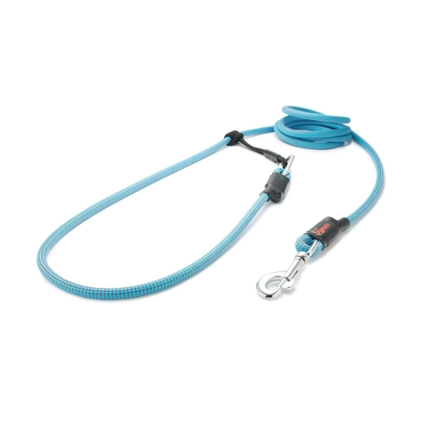 EASYLONG Hundeleine - L - 4m - hellblau mit roten Punkten